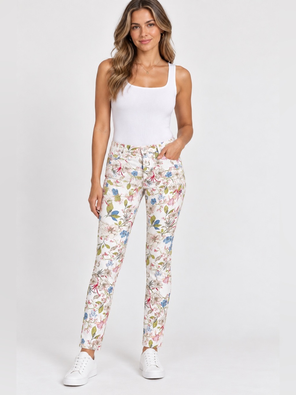 J. Jill Women’s Authentic Fit Slim Ankle Floral Stretch 5-Pocket Jeans 2P Preppy